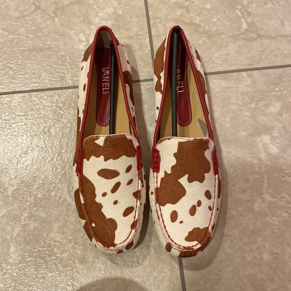 Vaneli Red And Brown Patterned Flats - image 1